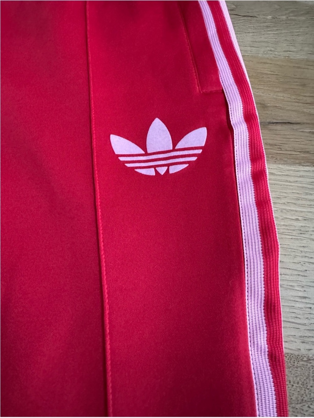 adidas RETRO Red Flared Track Pants with Pink - Picture 3 of 5